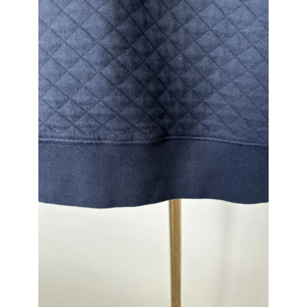 LL Bean Quilted Sweatshirt Mens M Navy Blue Diamond Pullover Traditional Fit
